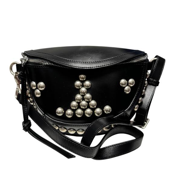 Isabel Marant Skano  Black Silver Studded Leather Belt Bag - Picture 1 of 10